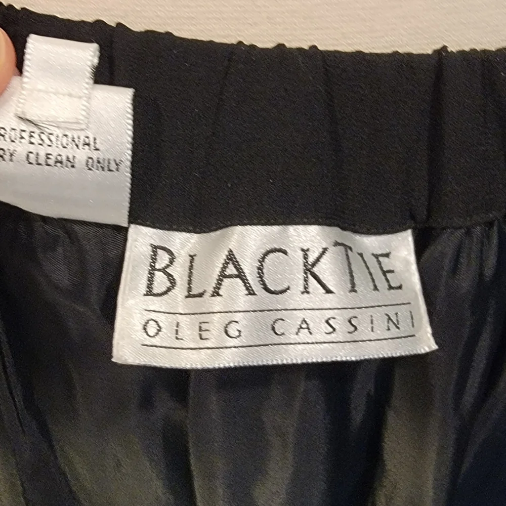 Oleg Cassini Black Tie Black Silk A-Line Maxi Skirt Size 12 - Picture 11 of 16